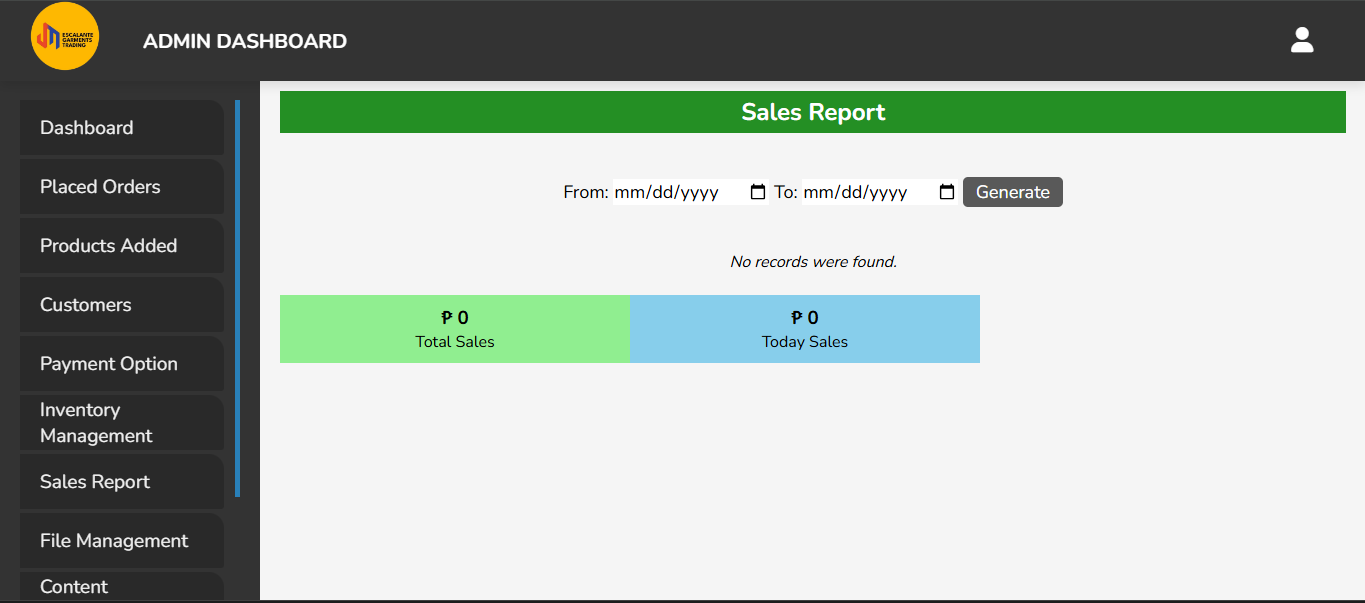 Online Ordering System With Inventory Management and Sales Report